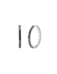 Sterling Silver Black and White Diamond Inside Out Hoop Earrings (1.00 