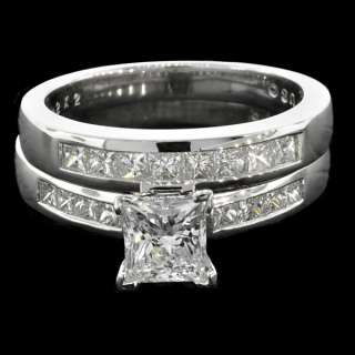 00 TCW 14k Princess Cut Diamond Wedding Ring Set  