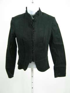 ZARA BASIC Black Cotton Eyelet Ruffle Blazer Jacket S  