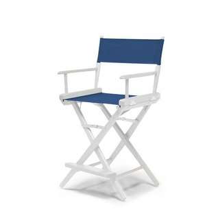   Counter Height Director Chair, Blue with White Frame 