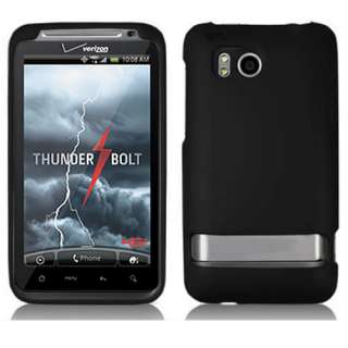 HTC THUNDER BOLT 4G LTE 6400 Black Rubberized Hard Case Cover +Screen 