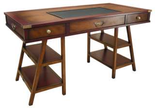 Nautical Furniture Wooden Navigators Office Desk Red  