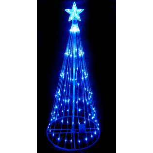   Blue LED Light Show Cone Christmas Tree Lighted Yard Art Decoration