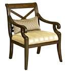 Powell X Back Accent Natural Mahogany Finish Chair with Small Pillow