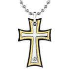   Gold finish Cross Pendant on a Stainless Steel Ball Chain for Men