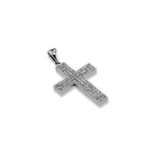    14k White Gold 0.33ct Pave Set Diamond Cross Pendant Jewelry