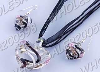 12sets heart lampwork glass pendant necklaces earri ngs