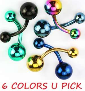 TITANIUM BALL BELLY NAVEL RING ANODIZED BUTTON PIERCING JEWELRY B536 6 