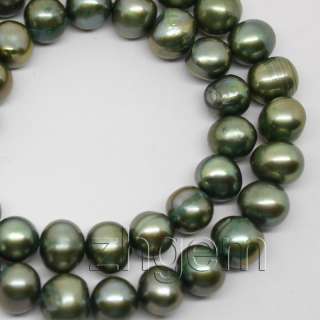 9mm green freshwater pearl loose beads gem 14.5long  