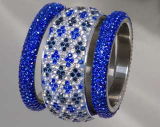 Blue argyle Set Bangle Bracelet w/swarovski crystals  
