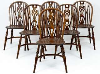 SET OF 8 ASH AND ELM WINDSOR DINING CHAIRS  