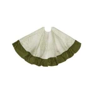  Pack of 2 Green Leaf with Green Cuff Christmas Tree Skirts 