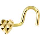 Body Candy Solid 14KT Yellow Gold Flat Textured Heart Nose Screw Ring