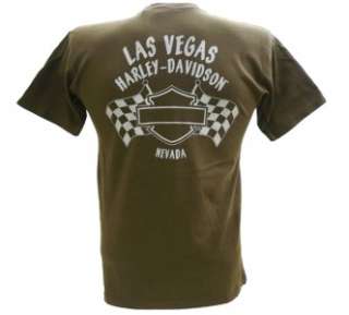 Harley Davidson Las Vegas Dealer Tee T Shirt BROWN MEDIUM #BRAVA1 