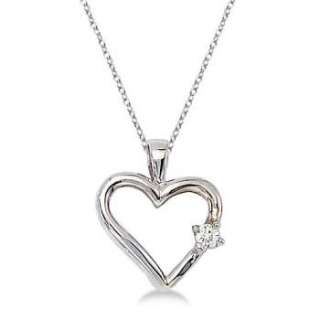 title diamond open heart shaped pendant necklace 14k white gold