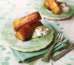 Glazed pineapple wedges with lime fromage frais