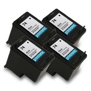 4pk Printronic For Hp 74 CB335WB Black Ink Cartridge  