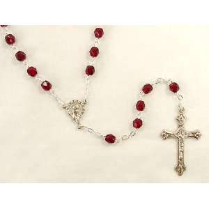   January Garnet Birthstone Glass Beads Rosaries 17.5