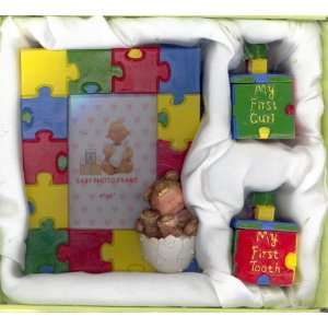    Puzzle Photo Frame, First Curl, and First Tooth Gift Set Baby