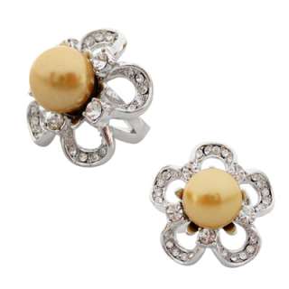 13mm Faux Pearl Flower Cocktail Ring in Size 6 7 8 9 10  