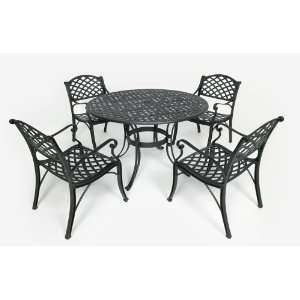  Three Coins TC2000D Crossweave 46 Inch Round Table with 4 