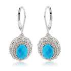 Joolwe Sterling Silver and Chinese Turquoise Oval Drop Earrings