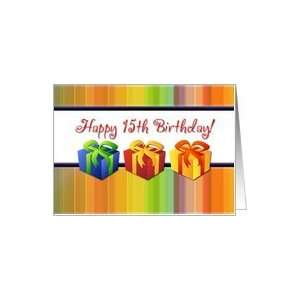  Happy 15th Birthday   Colorful Gifts Card Toys & Games