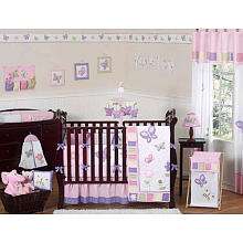 JoJo Designs Pink and Purple Butterfly Collection 9 Piece Crib Bedding 