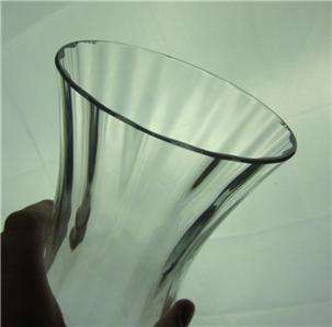 Large 12 BACCARAT CRYSTAL Ribbed & Fluted GLASS VASE French Art 