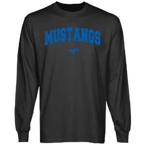  SMU Mustangs Charcoal Logo Arch Long Sleeve T shirt 