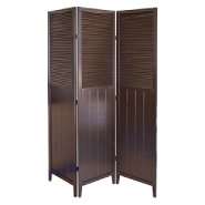 Ore Rubberwood Shutter Door 3 Panel Room Divider   Espresso at  