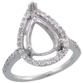  Mount Pear shaped Diamond Ring, w/ 0.54 Carat Brilliant Cut Diamonds 