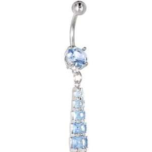  Solar Blue Graduated Square Drop Belly Ring Jewelry