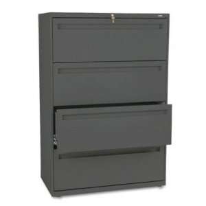 Charcoal HON 700 Series 36 4 Drawer Lateral Metal Filing Cabinet with 