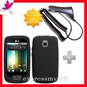 Charger + GEL Case Cover T Mobile LG OPTIMUS T P509 BK  
