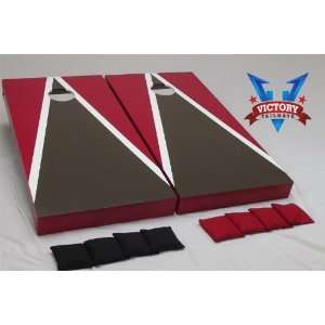  PEWTER & RED Matching Triangle Cornhole Bean Bag Toss Game 