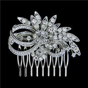 Wedding Flower Leaf Hair Comb Tiara Swarovski Crystal  