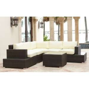 Nicamaka Palm Beach 5 piece Outdoor Wicker Sofa Set w/ Table  