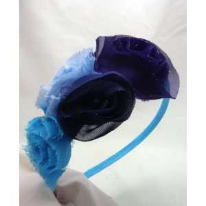  Blue Chiffon Flower Headband 
