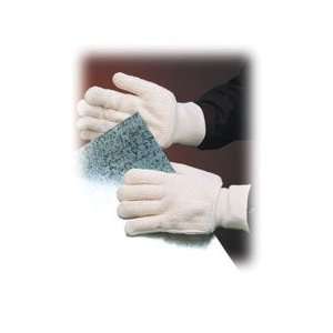 Terry Cloth Seamless Gloves, 24 oz., Loop Out, Knitwrist, Natural 
