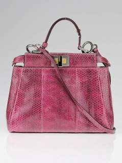 Fendi Pink Snakeskin Leather Mini Peekaboo Satchel Bag  