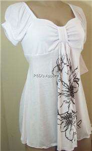 New Womens Maternity S M L XL White Shirt Top Flower Print Blouse 