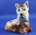 Vintage Scottish Terrier or Schnauzer Dog Puppy Small Ceramic Planter 