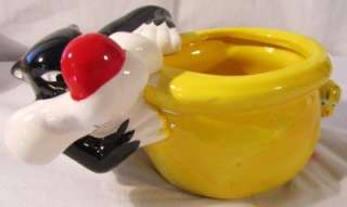 Vtg Sylvester Chasing Tweety Bird Ceramic Planter Dish  
