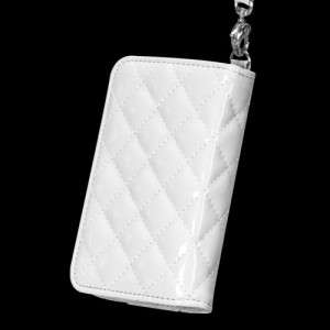   4S Quilted Leather Luxury Wallet Case Pouch Flip Cover Glossy White