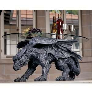  Warwickshire Dragon Glass Topped Coffee Table in Gray 