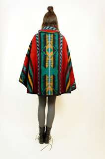   Navajo SOUTHWESTERN Aztec Zig Zag BLANKET Poncho CAPE Coat S/M/L