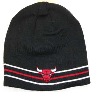 CHICAGO BULLS NBA BLACK WITH STRIPES EMBROIDERED KNIT BEANIE HAT FREE 