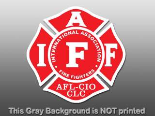 RED IAFF Logo Sticker  decal International firefighters Fire Fighters 