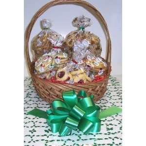 Scotts Cakes Large Ho Ho Ho Cookie Basket with Handle Holly Wrapping 